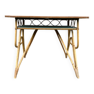 Petit bureau rotin vintage