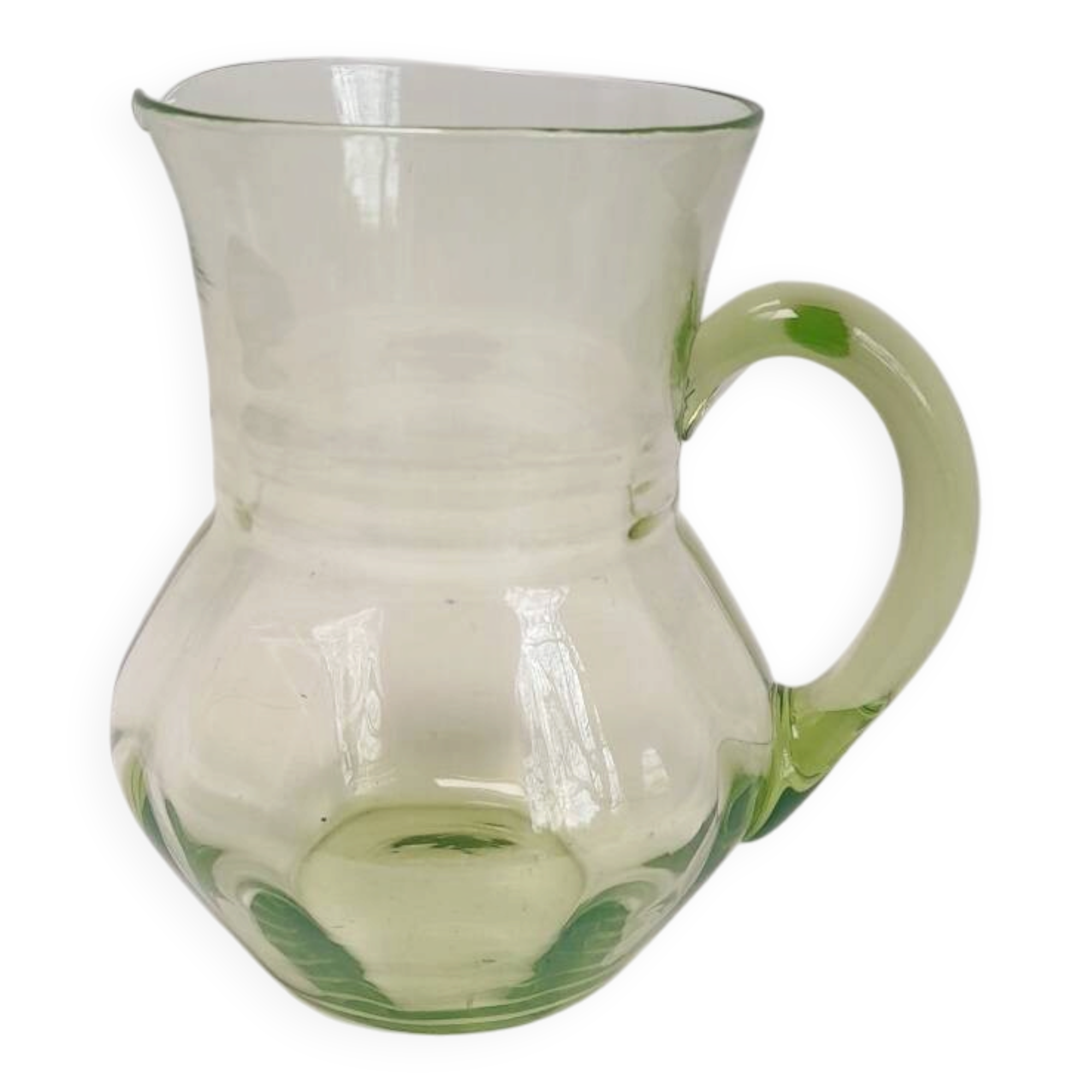 Art Deco carafe in pistachio green glass
