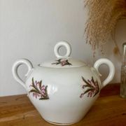 Vintage joli sucrier en porcelaine motif fleuri