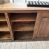 XL oak workshop sideboard with sliding doors from 1900
