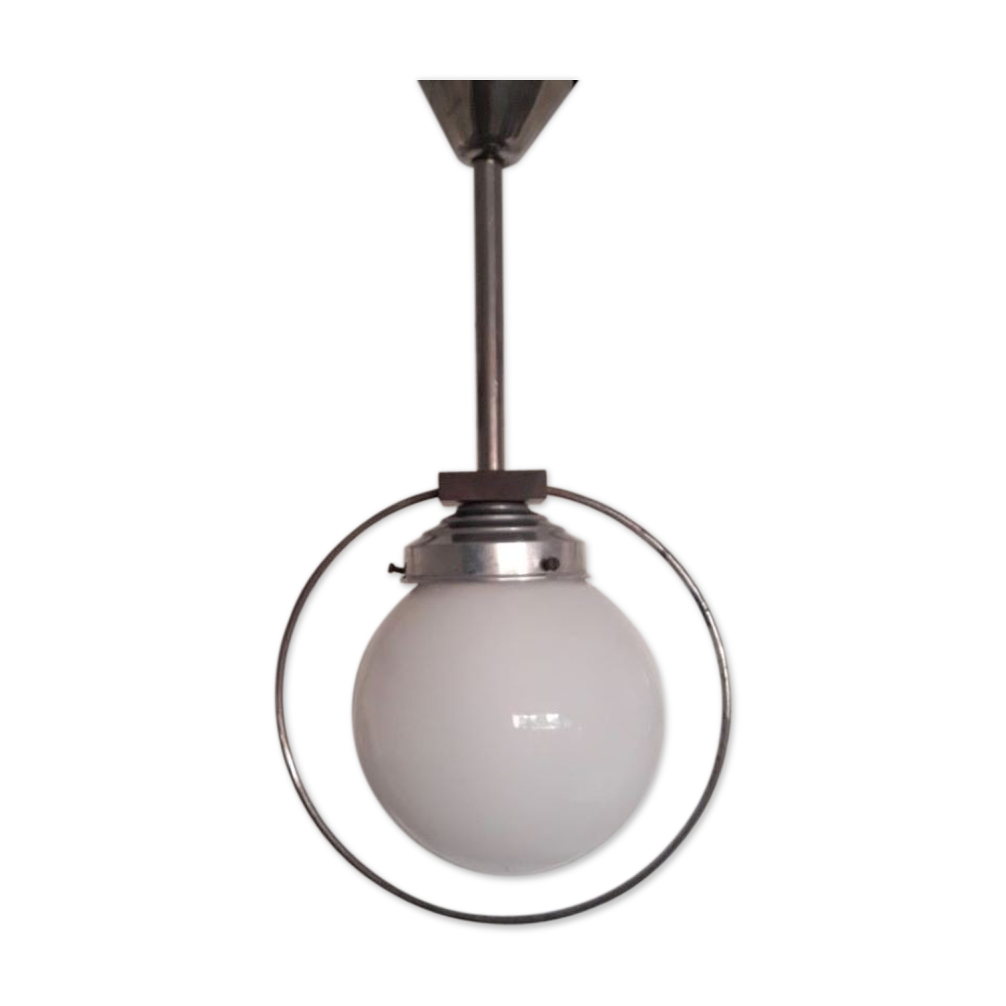 Art Deco aluminium and globe ceiling light