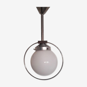 Art Deco aluminium and globe ceiling light