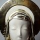 Bust of the Virgin with halo, glazed ceramic, vintage/antique craftsmanship