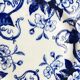 Set of 6 dessert plates in ironstone "Flora" – Creil et Montereau, 19th century, blue