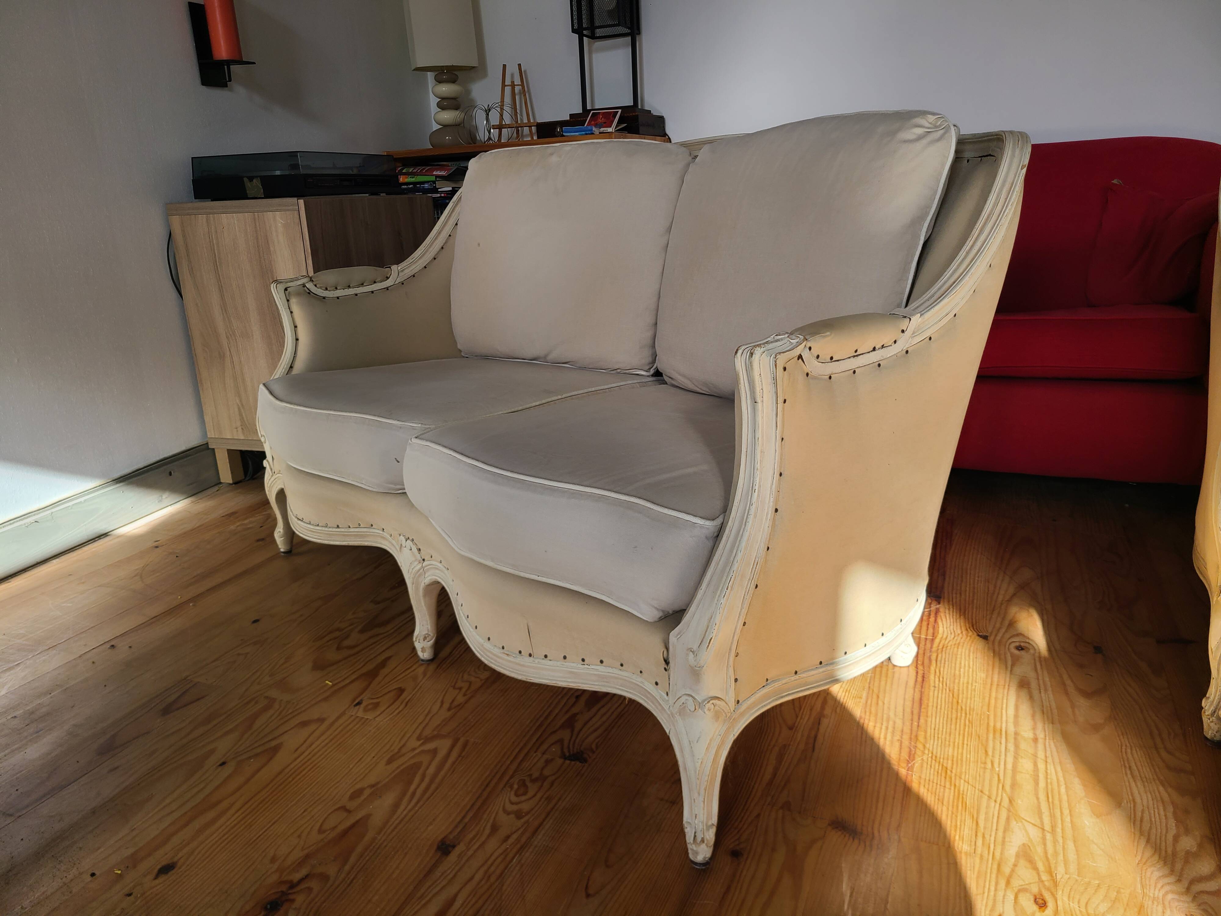 Louis XV style sofa and 2 armchairs