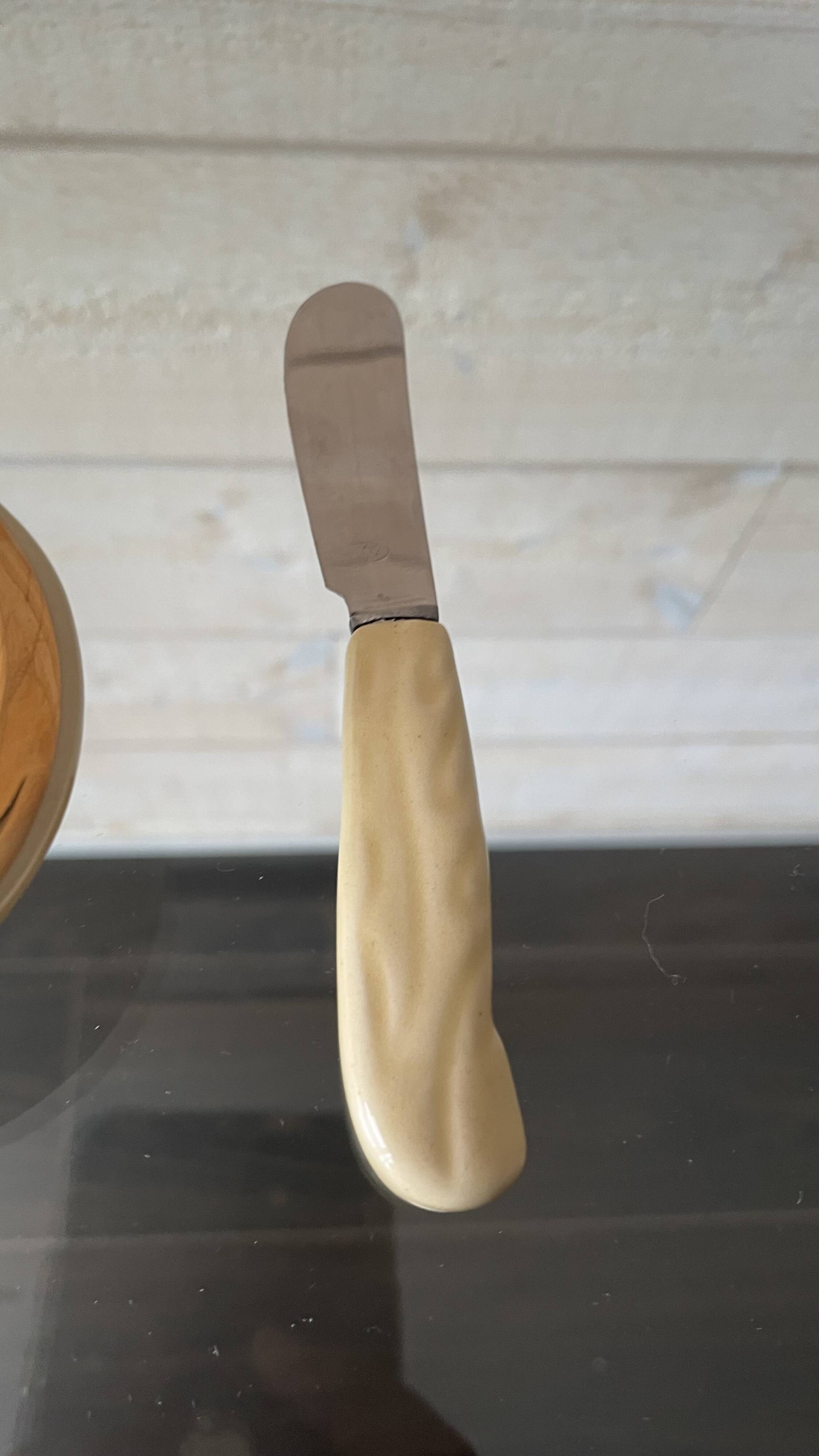 Butter dish and ceramic knife Poet Laval vintage 60s