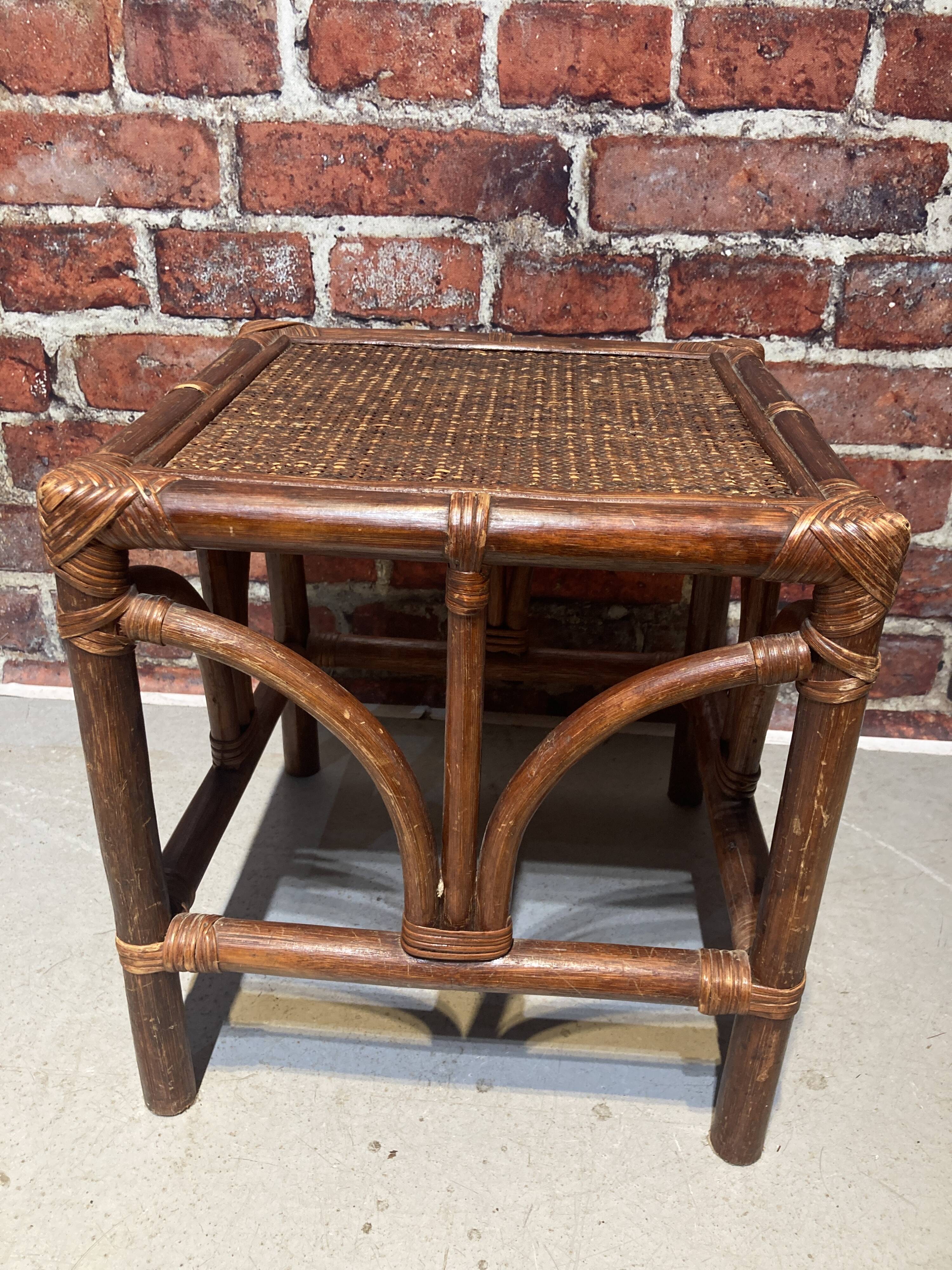 Rattan nesting table