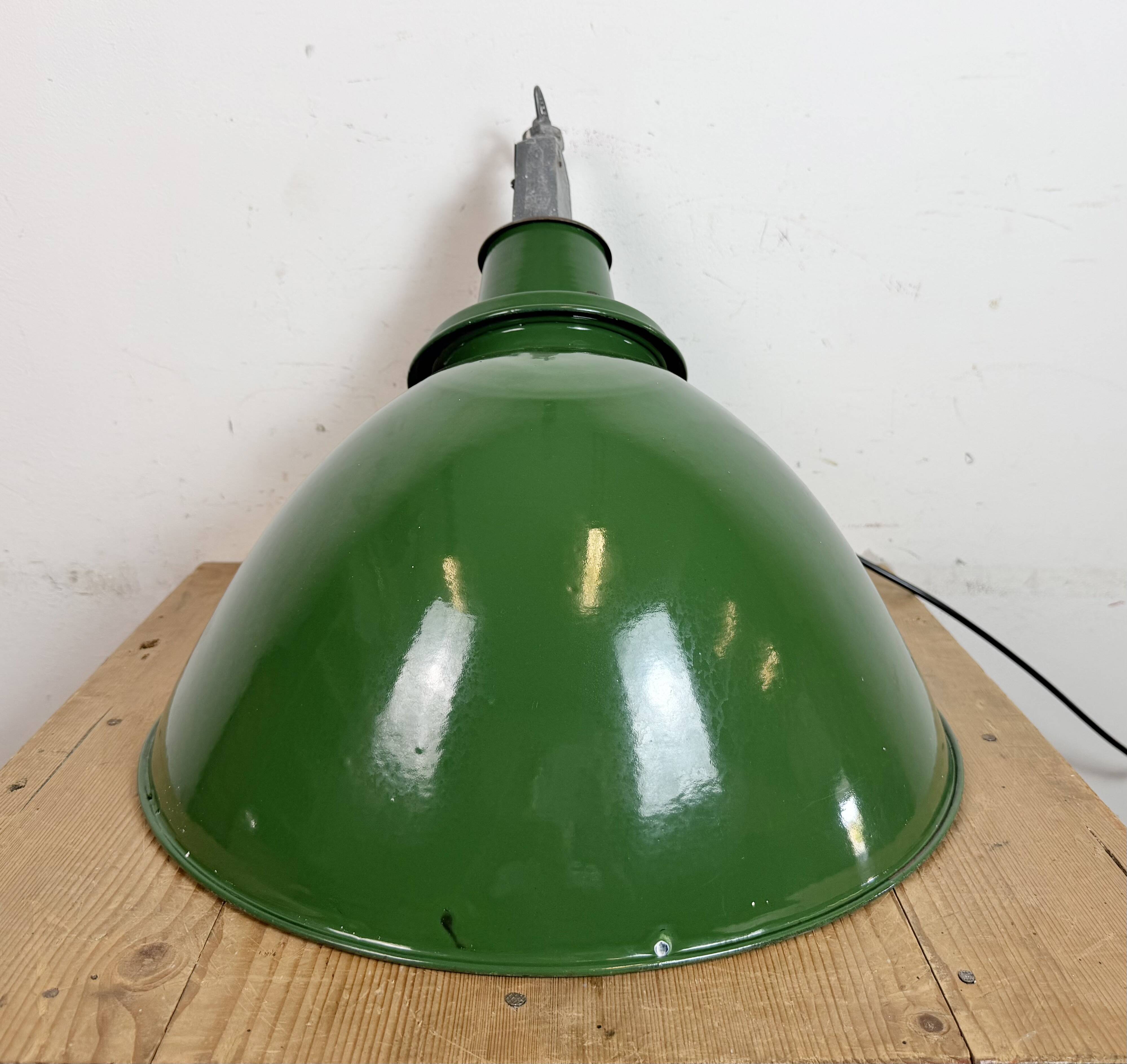 Large Industrial Green Enamel Factory Pendant Lamp from Benjamin, 1960s