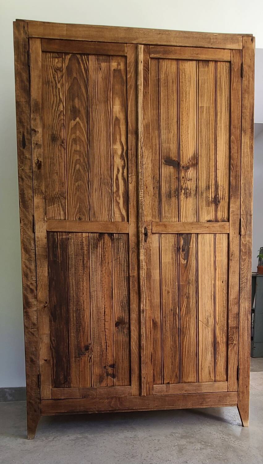 Old Parisian wooden linen wardrobe