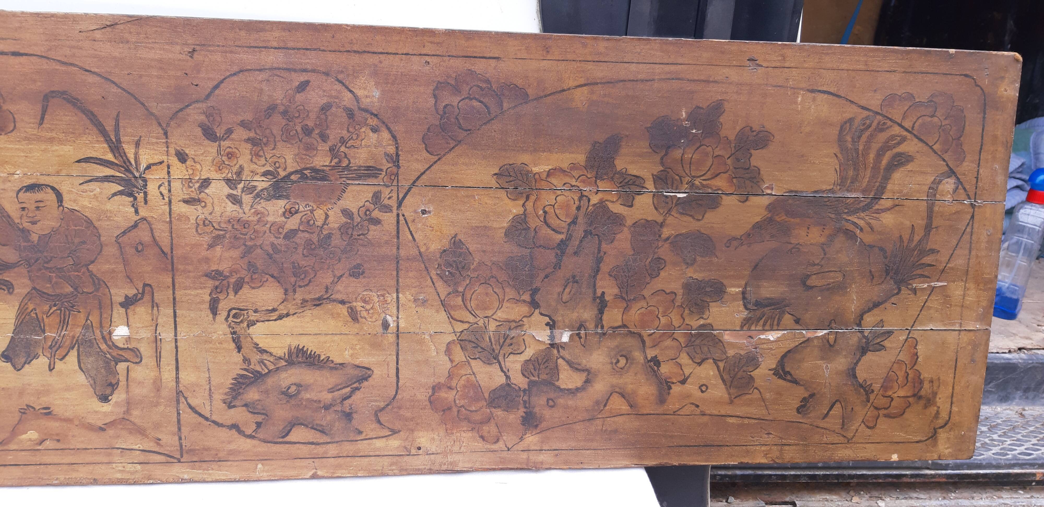 Panel Silkscreened wood China 19th