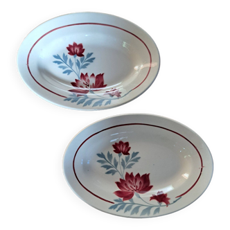 Duo of Longwy earthenware bowls Veronique pattern