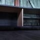 Industrial tv cabinet in metal and wood.