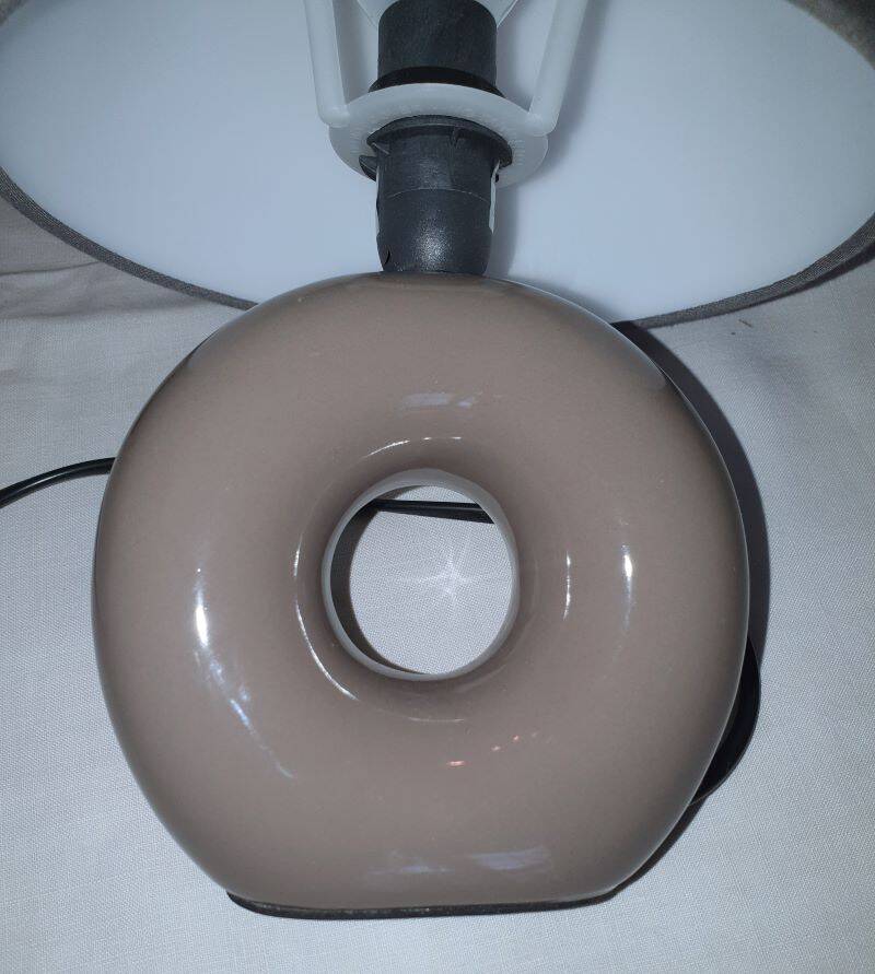 2 grey ceramic bedside lamps