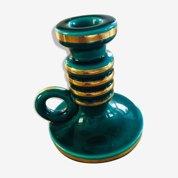 50/60s green and gilded ceramics bougeoir