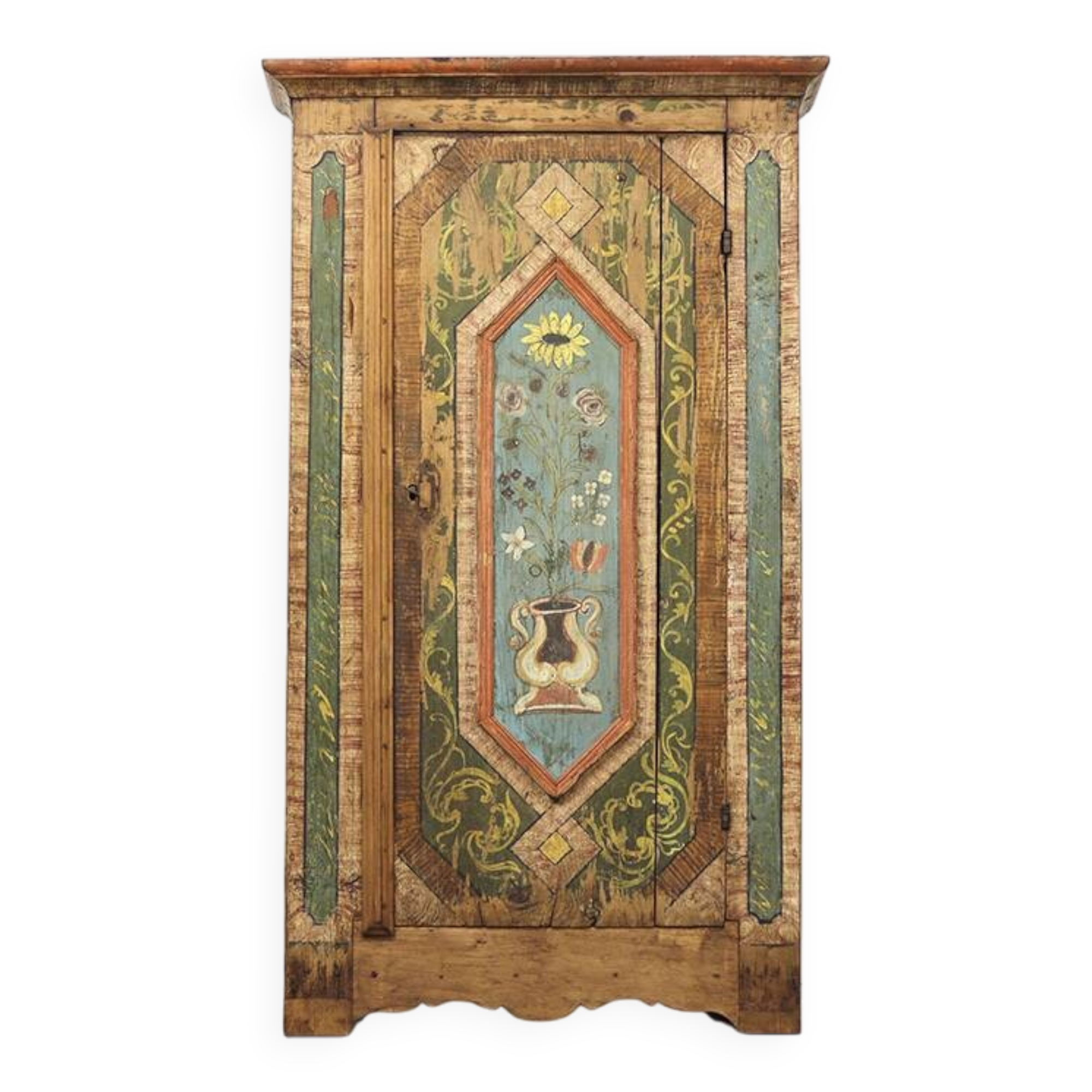 Folk art painted wedding cabinet