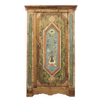Folk art painted wedding cabinet