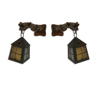 Wooden carved sconces