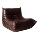 Togo armchair in dark brown shiny leather