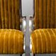 Ensemble de 4 chaises en métal velours jaune 1970 vintage modernisme