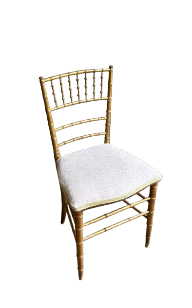 Chaise Napoléon III en bois bambou doré et coton beige