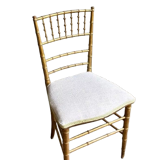 Chaise Napoléon III en bois bambou doré et coton beige