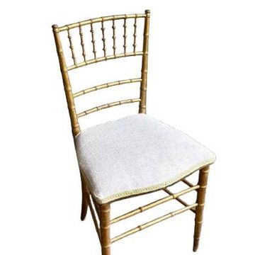 Chaise Napoléon III en bois bambou doré et coton beige