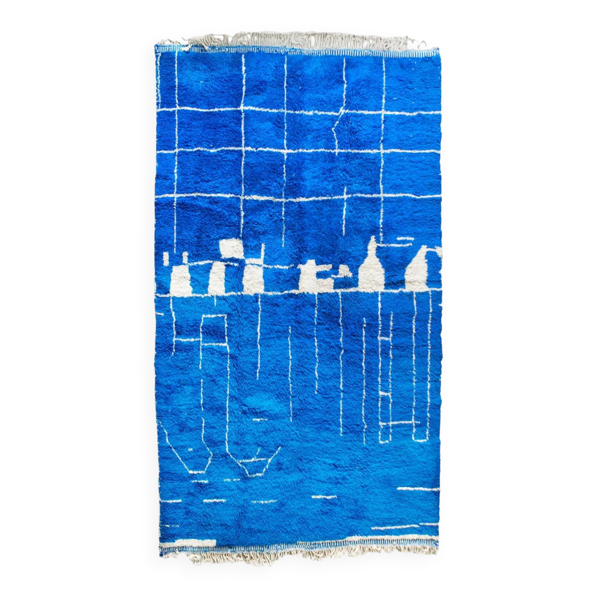 Vintage cobalt blue Moroccan Berber rug or carpet