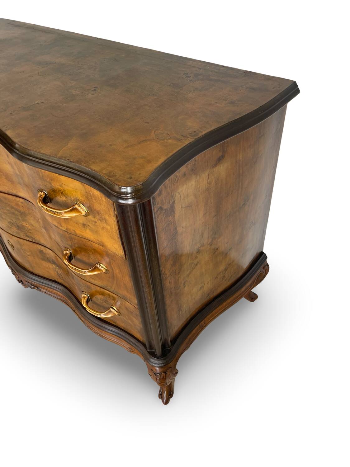 Commode italienne Art déco en loupe de noyer, années 1940-50