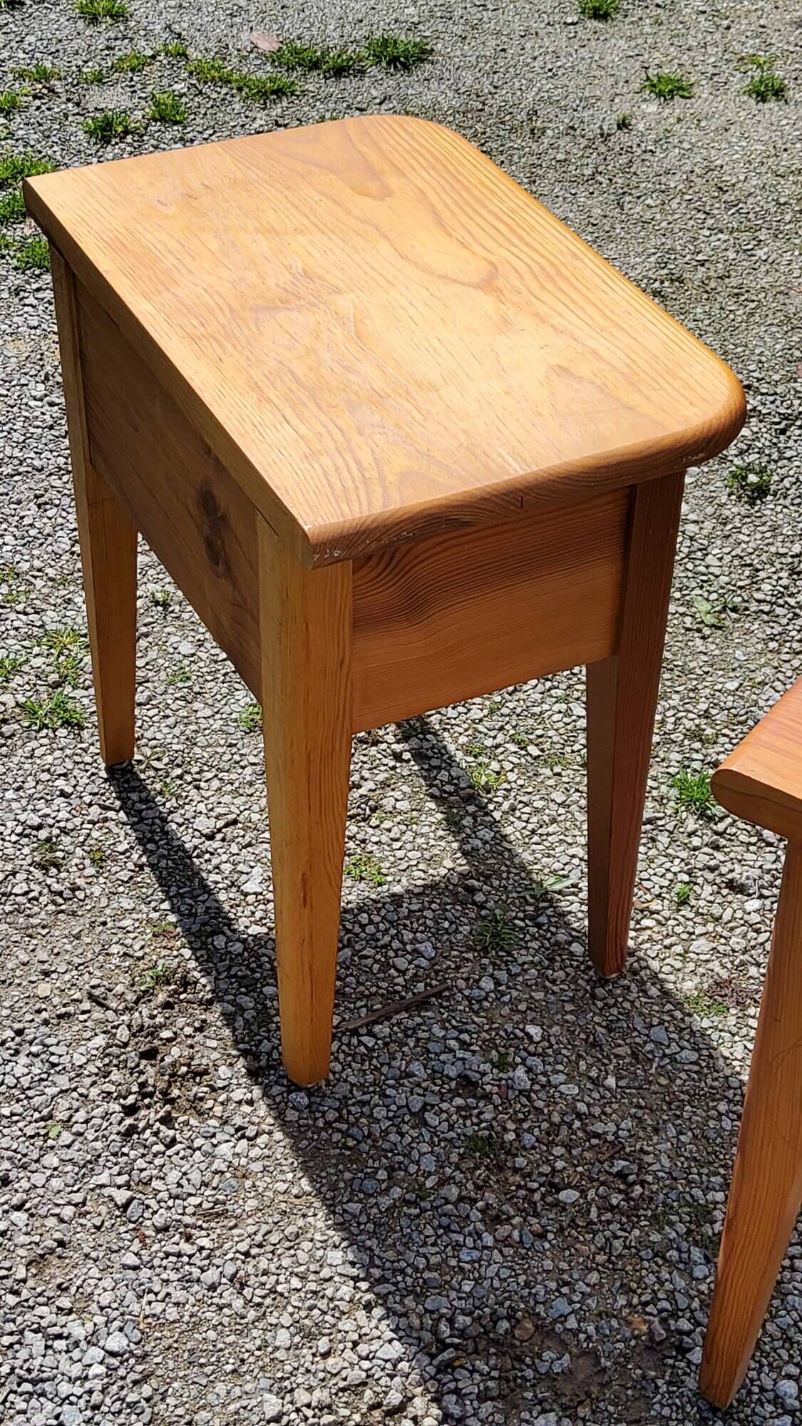 Pair of vintage bedside tables from the 70s in solid pine