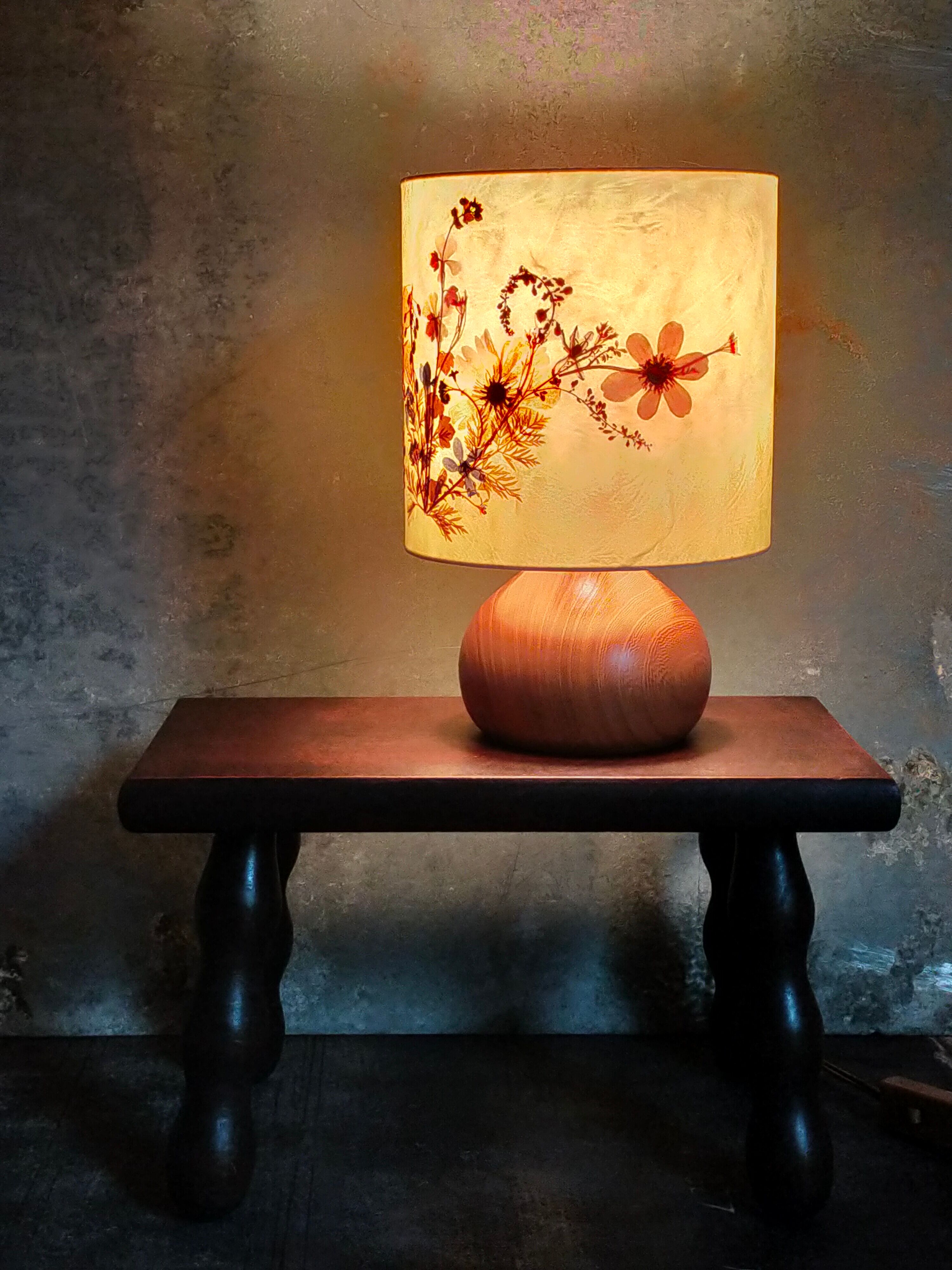 Lampe de chevet en bois vintage