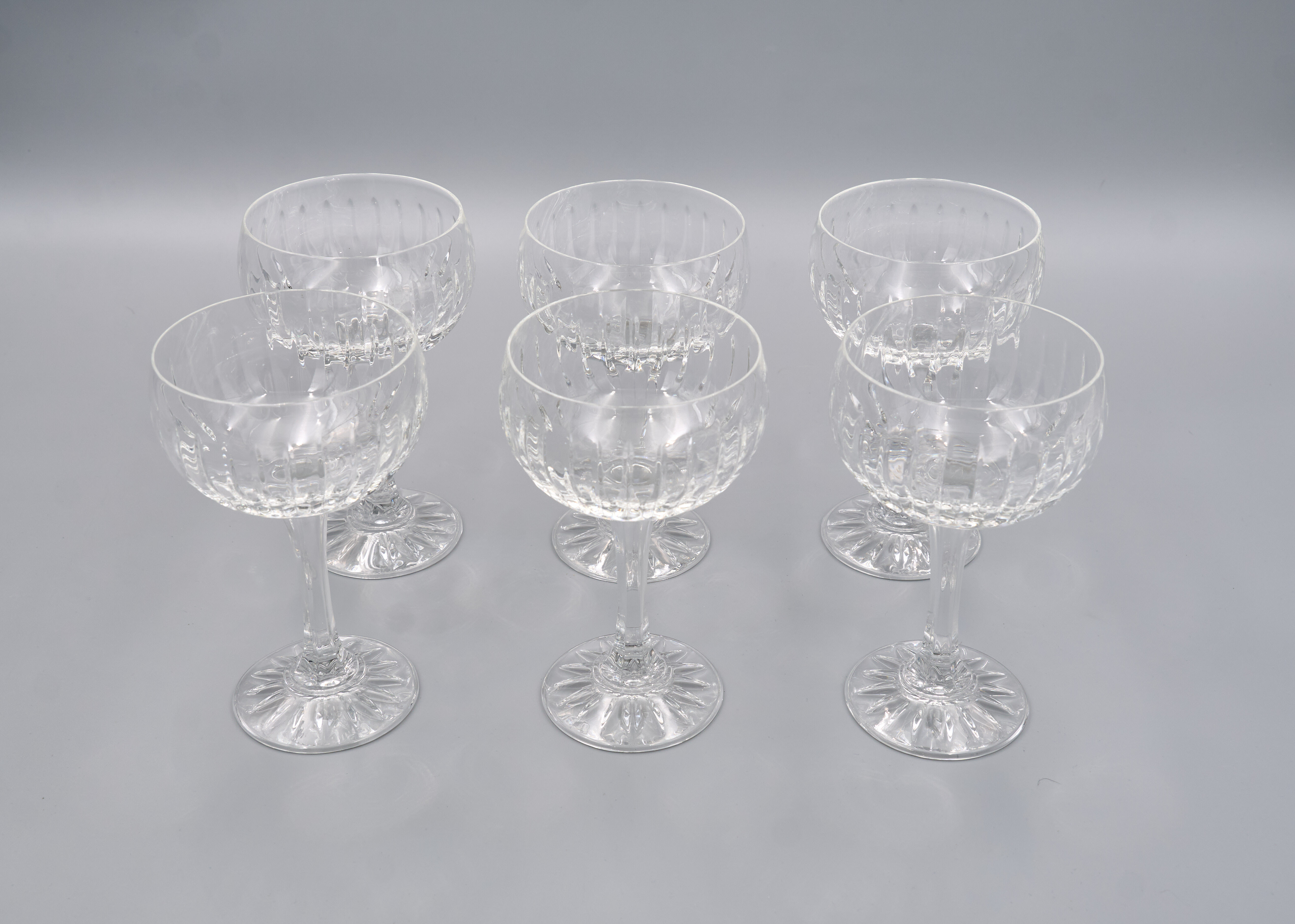 6 Vintage-Style Crystal Champagne Coupes, 1960s Style