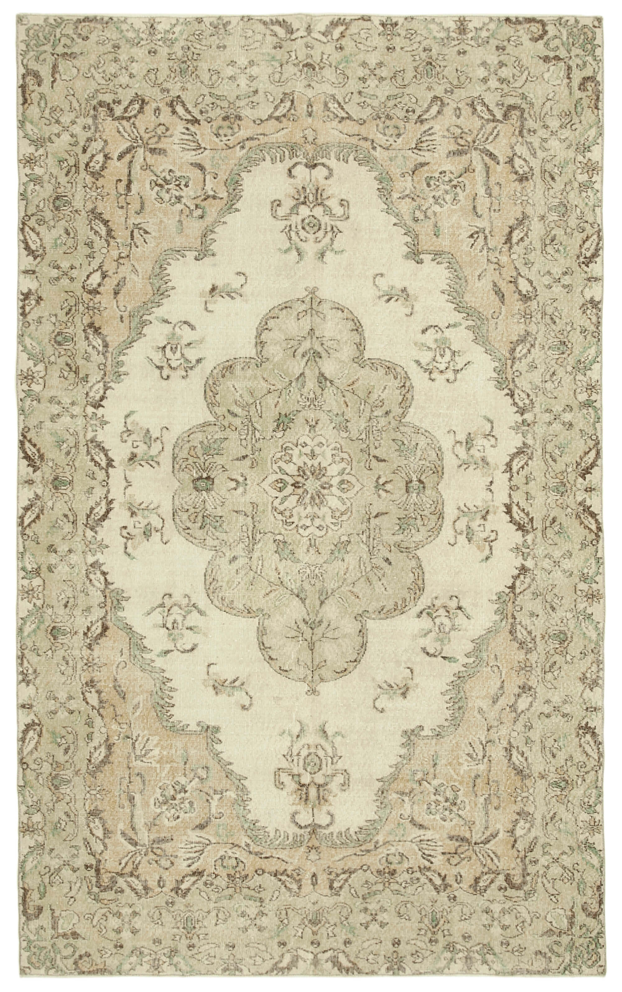 Handwoven distressed anatolian beige rug 200 cm x 320 cm
