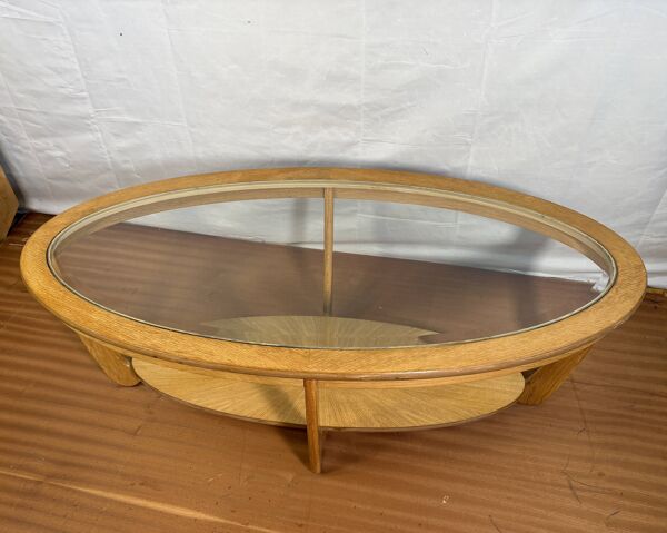 Table basse vintage en chêne de style mi-siècle par Nathan Furniture avec bords.