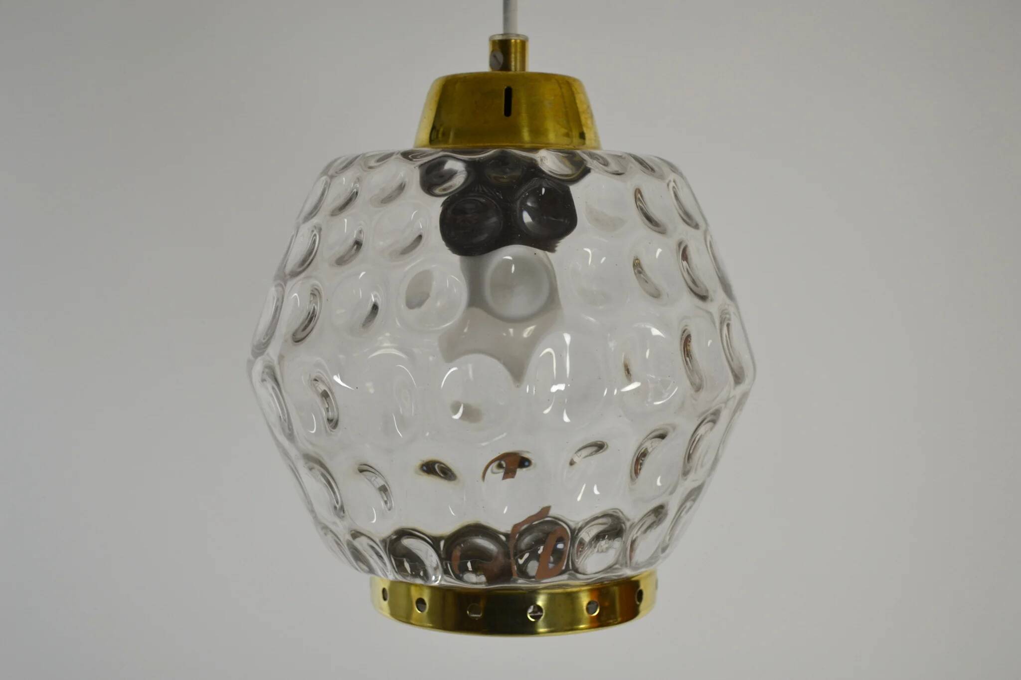 Glass and Brass Pendant Lamp, 1960s, Sweden