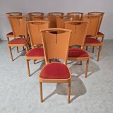 12 orange Baumann chairs 1970s