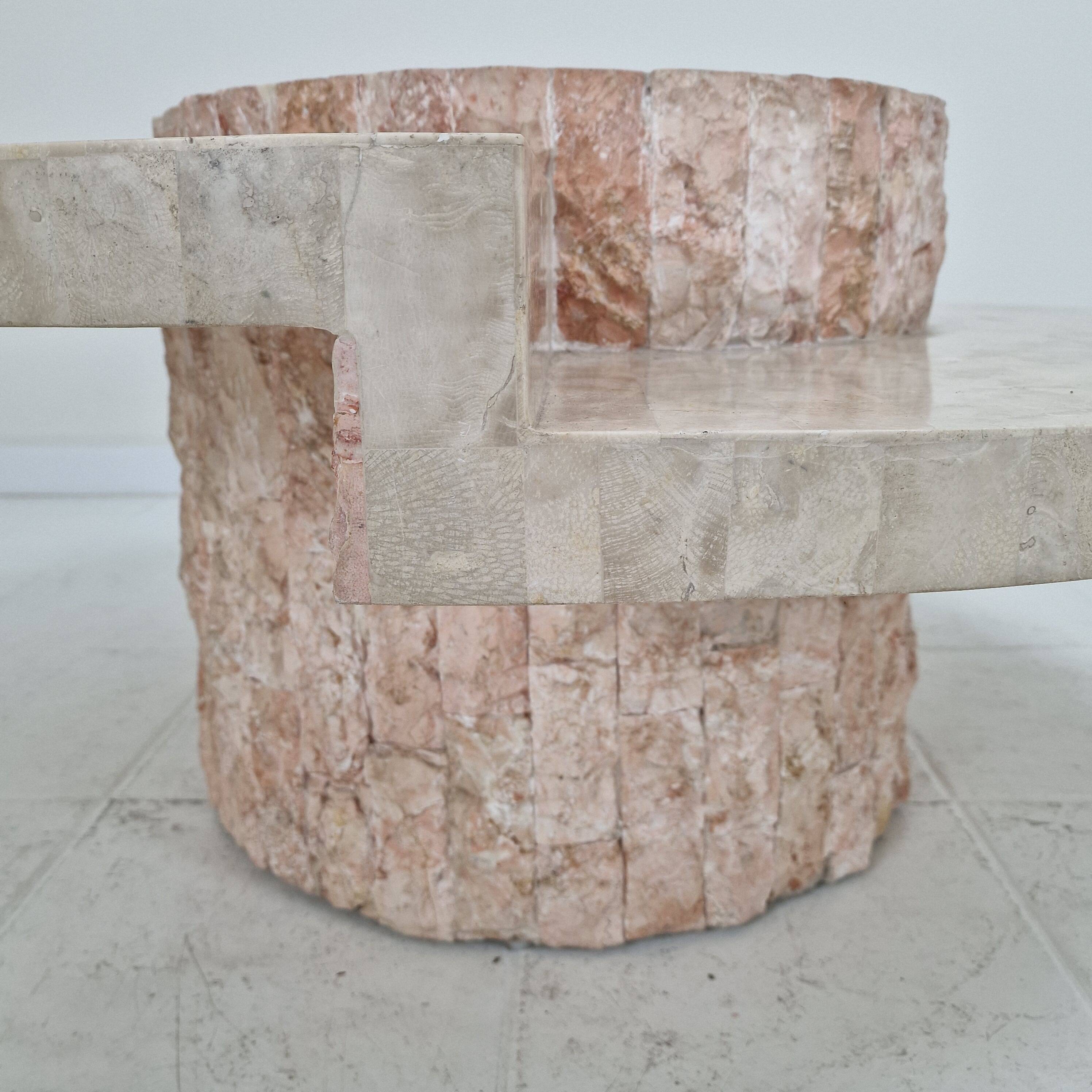 Round Mactan or Fossil Stone Coffee Table by Magnussen Ponte, 1980s