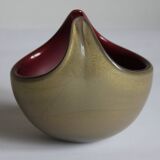 Horned aventurine and burgundy murano glass bowl, venice 1950s.