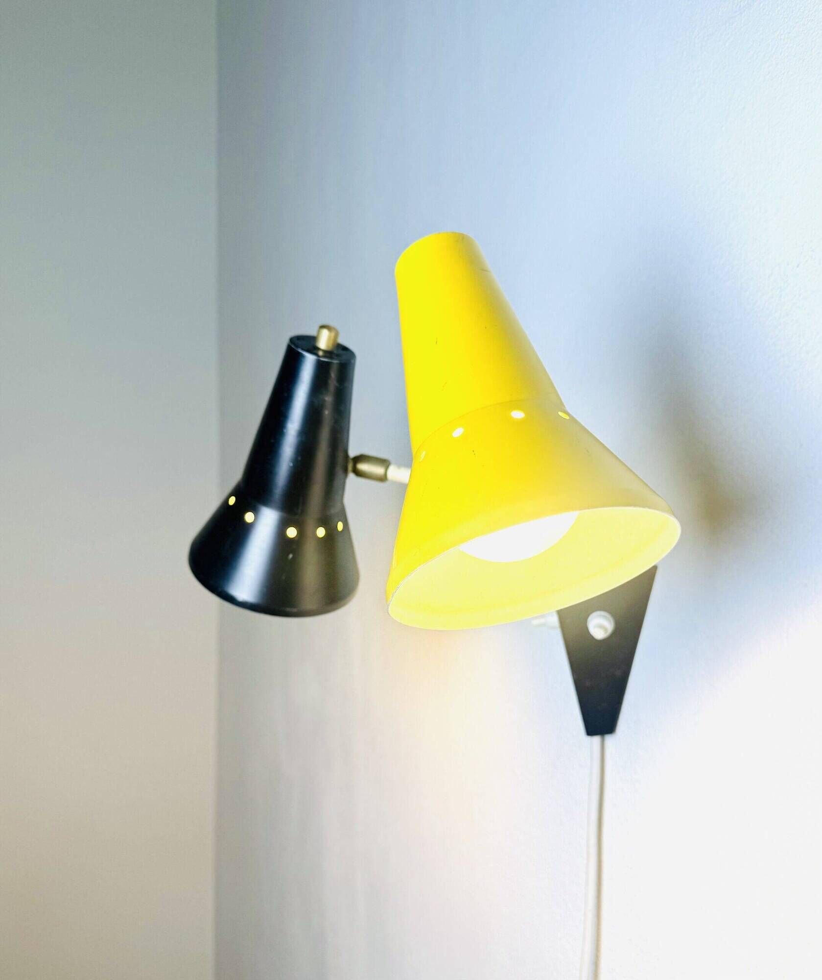 Double Cone Wall Lamp By J.J.M. Hoogervorst For Anvia Nederland, The Netherlands Early 1950S