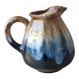 Pitcher decanter in flamed stoneware souvenir signed Rocamadour Vintage