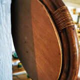 Round rattan mirror