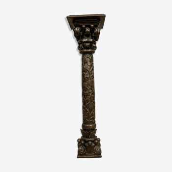 Colonne piédestal en bois dure sculpté vers 1880