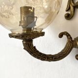 Double retro wall light with etched glass