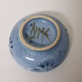 Blue ceramic empty pocket / bowl signed (signature to be identified)