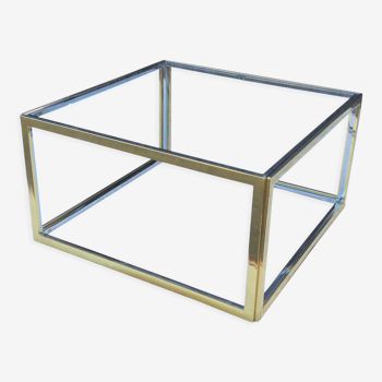 Vintage coffee table in glass and chrome, 1970s