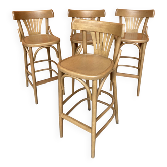 Set of 4 Hutten bentwood bar stools 1980 bentwood Stool no Thonet bAUMANN