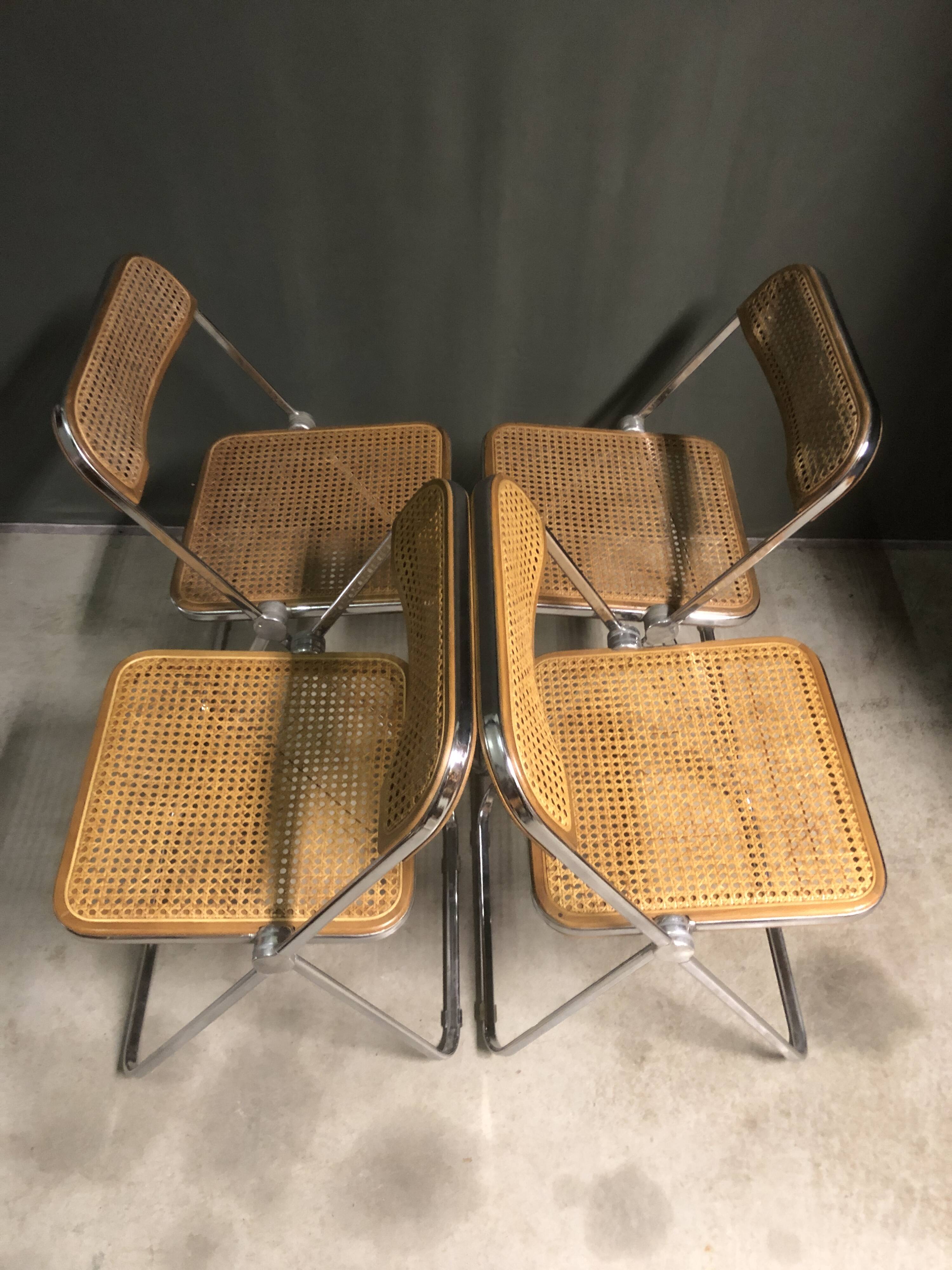 Plia rattan dining chairs by Giancarlo Piretti for Castelli, 1970s