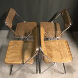 Chaises de salle à manger en rotin Plia par Giancarlo Piretti pour Castelli, années 1970