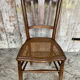 Antique Bistro Chair with Carved Wood and Woven Seat Vintage #E096