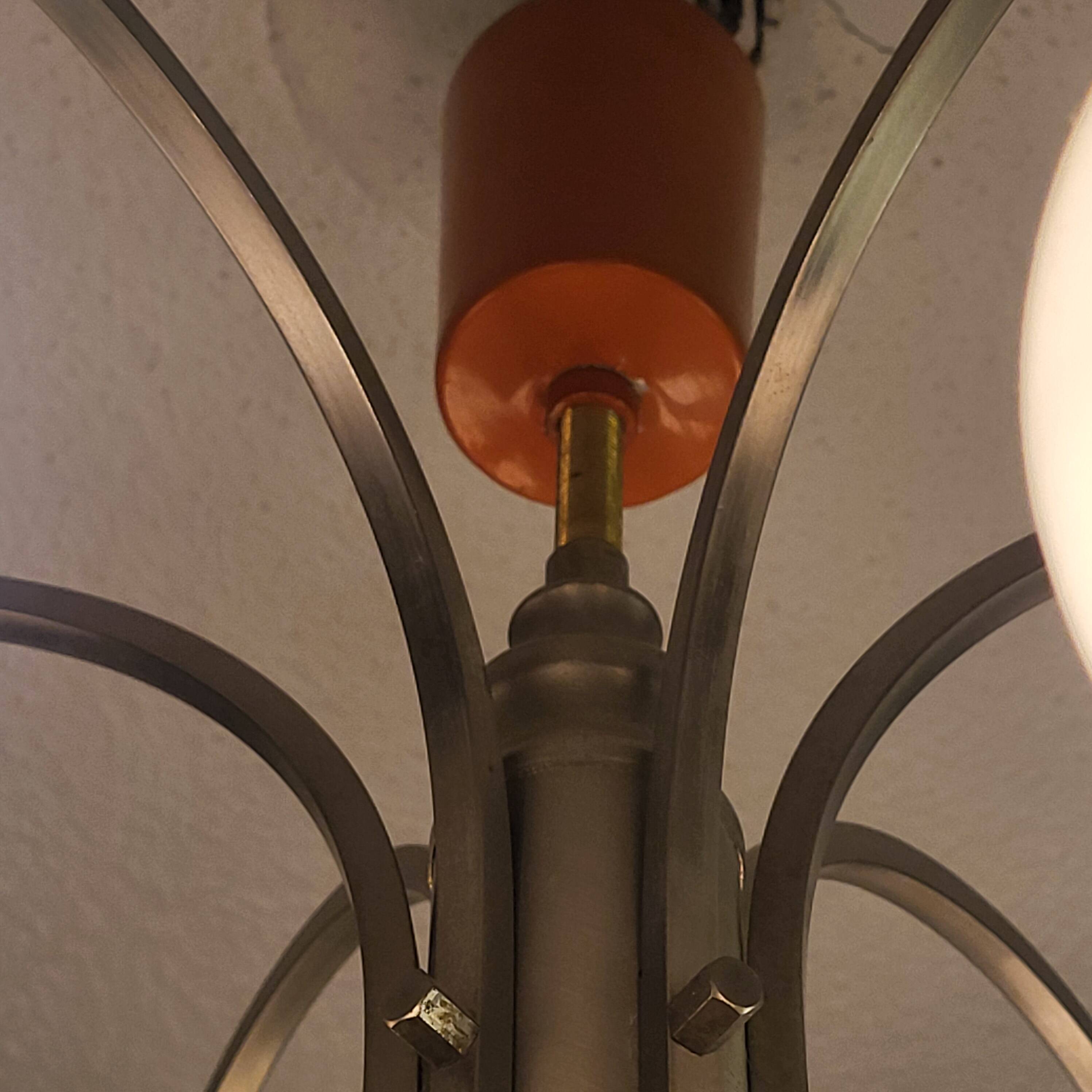 Space Age chrome and globe pendant light, Italy, 1960-70