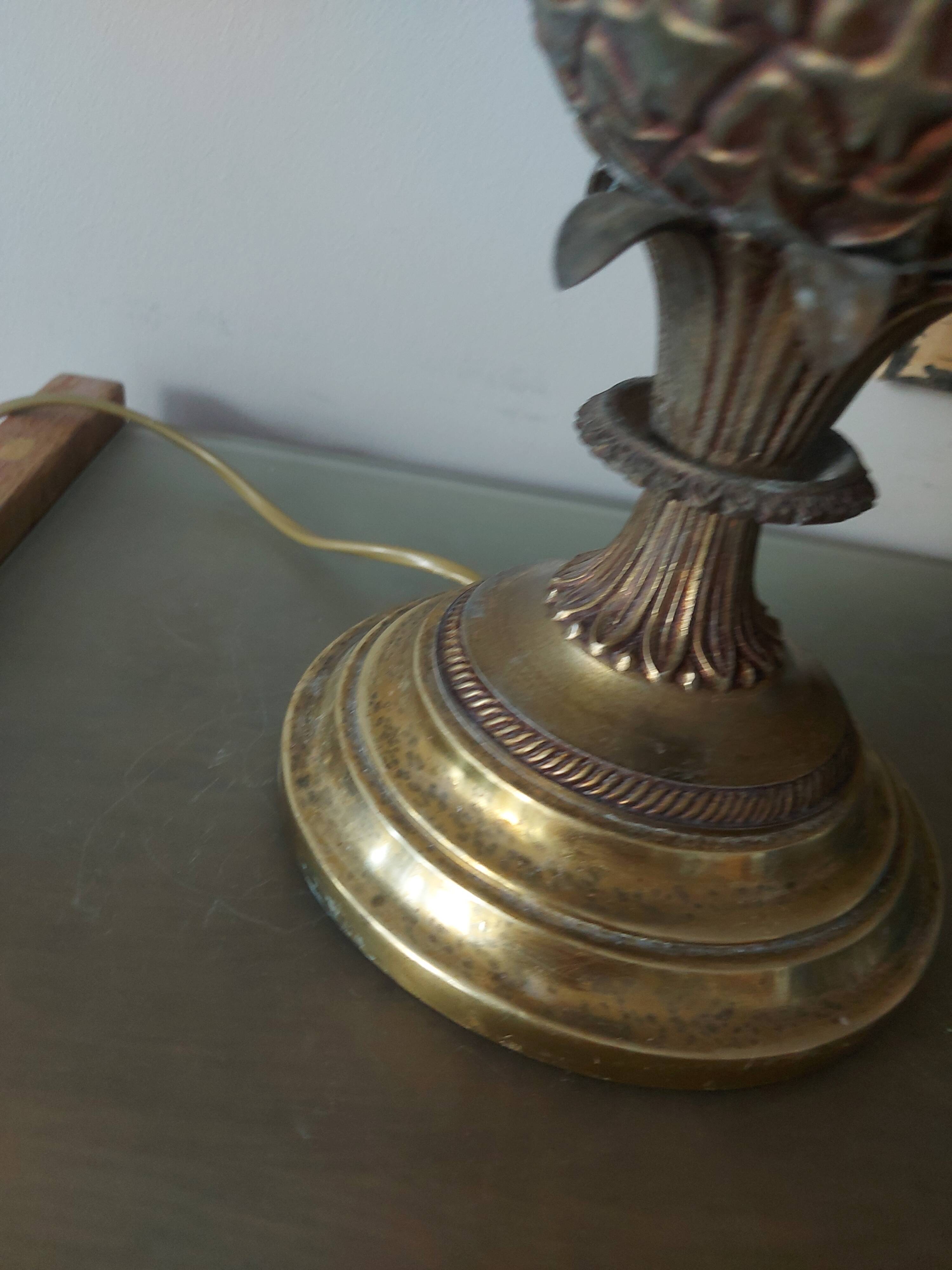 Pineapple lamp in golden brass